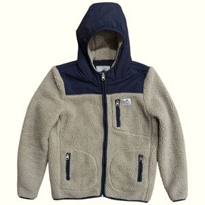 Penfield Carson Fleece Hooded Jacket Zip Up Youth 13-14, 158-164CM Cream & Blue